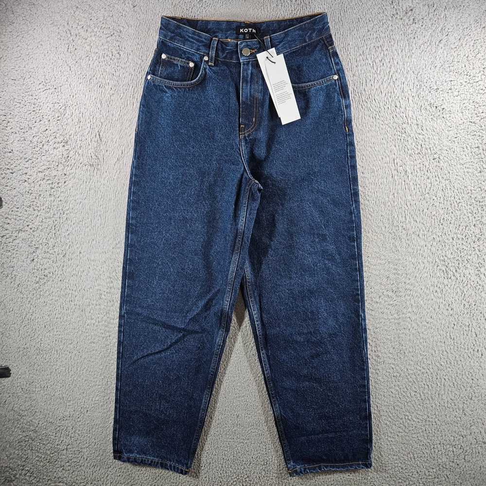 Kotn Womens Antifit Denim Jeans Dark Wash High Rise Size 27/28 New